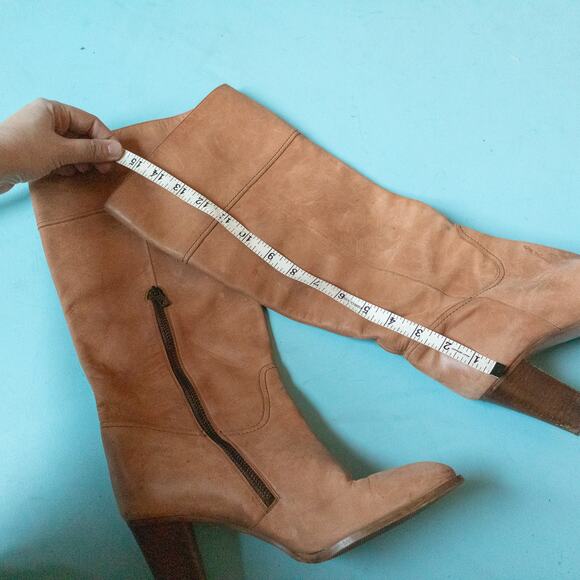 J Crew Genuine Italian Leather Stacked Heel Almond Toe Zipper Boots Size 8 - Picture 9 of 9